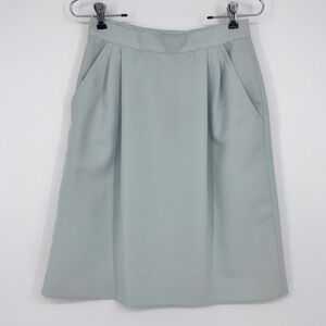 Vintage New Expressions Skirt Small Light Blue A-Line Pleated Pockets USA Made